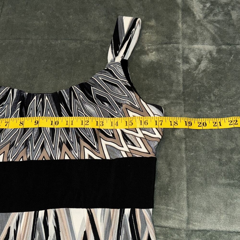 R&M Richards Empire Waist Shift Dress Womens 12P Multicolor Argyle Sleeveless - Picture 4 of 8